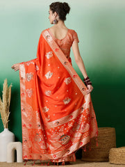 Womens Fashion Ethnic Orange Color Sarees-MLSHWSA1382ORG0ONE