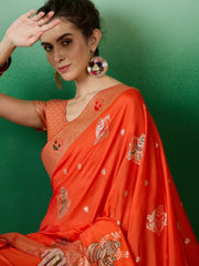 Womens Fashion Ethnic Orange Color Sarees-MLSHWSA1382ORG0ONE