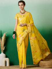 Womens Fashion Ethnic Yellow Color Sarees-MLSHWSA1384YLW0ONE