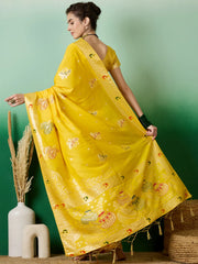 Womens Fashion Ethnic Yellow Color Sarees-MLSHWSA1384YLW0ONE