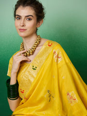 Womens Fashion Ethnic Yellow Color Sarees-MLSHWSA1384YLW0ONE