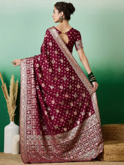 Womens Fashion Ethnic Wine Color Sarees-MLSHWSA1388WNE0ONE