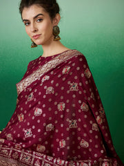 Womens Fashion Ethnic Wine Color Sarees-MLSHWSA1388WNE0ONE