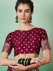 Womens Fashion Ethnic Wine Color Sarees-MLSHWSA1388WNE0ONE