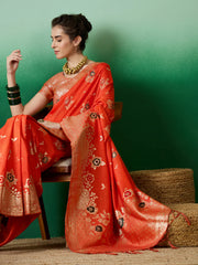 Womens Fashion Ethnic Orange Color Sarees-MLSHWSA1392ORG0ONE