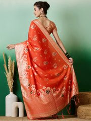 Womens Fashion Ethnic Orange Color Sarees-MLSHWSA1392ORG0ONE
