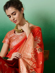 Womens Fashion Ethnic Orange Color Sarees-MLSHWSA1392ORG0ONE