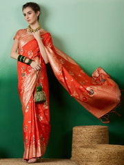 Womens Fashion Ethnic Orange Color Sarees-MLSHWSA1392ORG0ONE