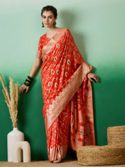 Womens Fashion Ethnic Orange Color Sarees-MLSHWSA1395ORG0ONE