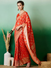 Womens Fashion Ethnic Orange Color Sarees-MLSHWSA1395ORG0ONE