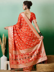 Womens Fashion Ethnic Orange Color Sarees-MLSHWSA1395ORG0ONE