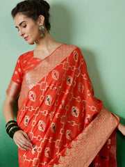 Womens Fashion Ethnic Orange Color Sarees-MLSHWSA1395ORG0ONE