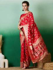 Womens Fashion Ethnic Red Color Sarees-MLSHWSA1397RED0ONE