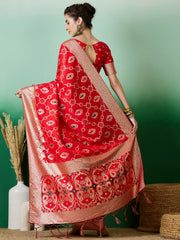 Womens Fashion Ethnic Red Color Sarees-MLSHWSA1397RED0ONE