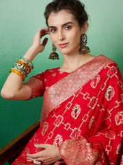 Womens Fashion Ethnic Red Color Sarees-MLSHWSA1397RED0ONE