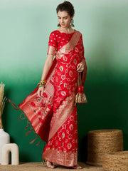Womens Fashion Ethnic Red Color Sarees-MLSHWSA1397RED0ONE