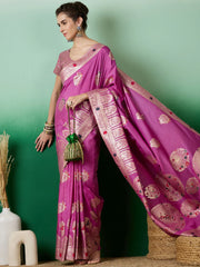 Womens Fashion Ethnic Lavender Color Sarees-MLSHWSA1400LVR0ONE