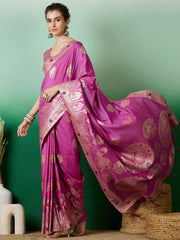 Womens Fashion Ethnic Lavender Color Sarees-MLSHWSA1400LVR0ONE