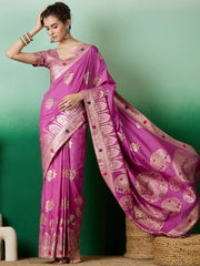 Womens Fashion Ethnic Lavender Color Sarees-MLSHWSA1400LVR0ONE