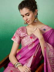 Womens Fashion Ethnic Lavender Color Sarees-MLSHWSA1400LVR0ONE