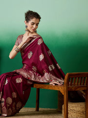 Womens Fashion Ethnic Maroon Color Sarees-MLSHWSA1401MRN0ONE