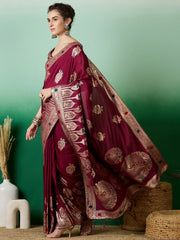 Womens Fashion Ethnic Maroon Color Sarees-MLSHWSA1401MRN0ONE