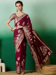 Womens Fashion Ethnic Maroon Color Sarees-MLSHWSA1401MRN0ONE