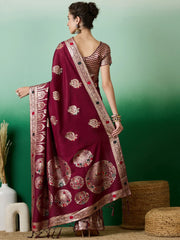 Womens Fashion Ethnic Maroon Color Sarees-MLSHWSA1401MRN0ONE