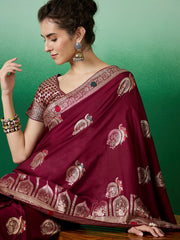 Womens Fashion Ethnic Maroon Color Sarees-MLSHWSA1401MRN0ONE