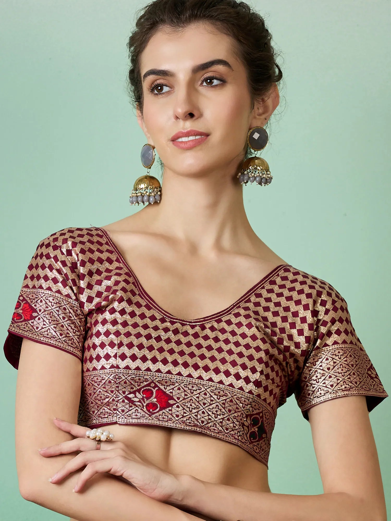 Maroon Woven Polyester Saree | Indian Sarees