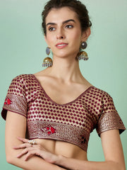Womens Fashion Ethnic Maroon Color Sarees-MLSHWSA1401MRN0ONE