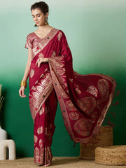 Womens Fashion Ethnic Red Color Sarees-MLSHWSA1403RED0ONE
