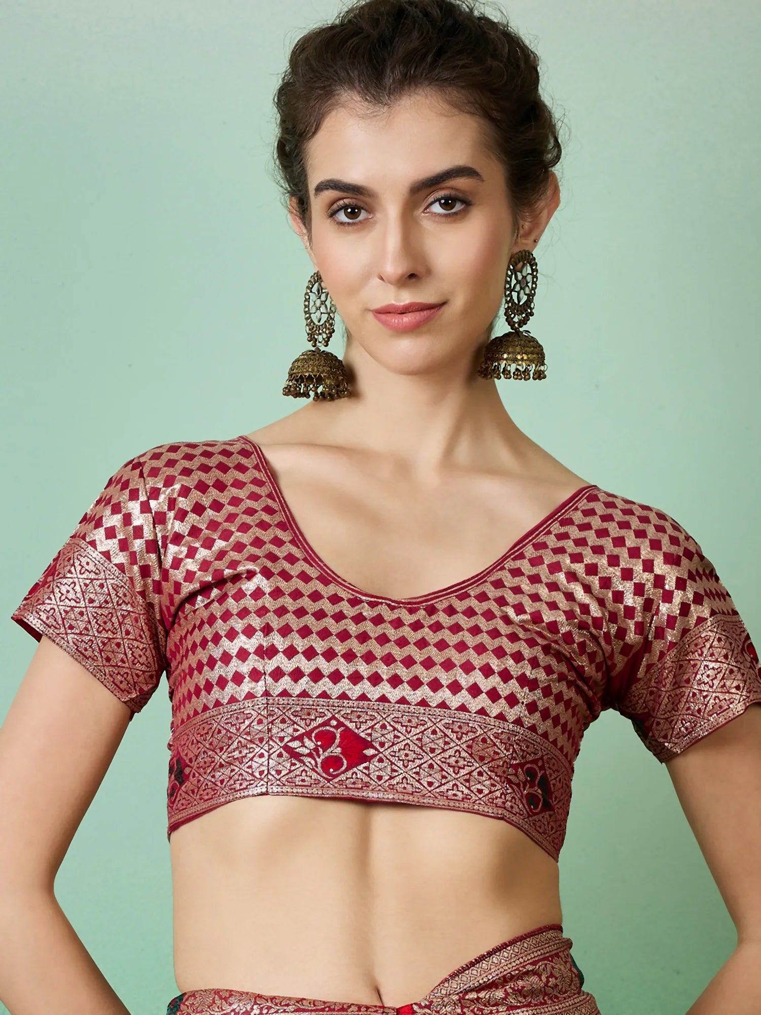 Red Polyester Saree: Woven Design | Indian Sari Style