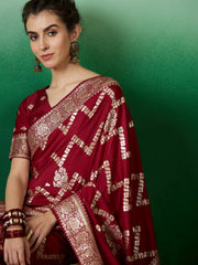 Womens Fashion Ethnic Maroon Color Sarees-MLSHWSA1405MRN0ONE