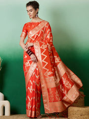 Womens Fashion Ethnic Orange Color Sarees-MLSHWSA1407ORG0ONE