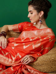 Womens Fashion Ethnic Orange Color Sarees-MLSHWSA1407ORG0ONE