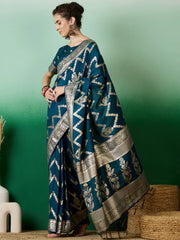 Womens Fashion Ethnic Teal Color Sarees-MLSHWSA1409TEL0ONE
