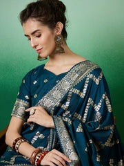 Womens Fashion Ethnic Teal Color Sarees-MLSHWSA1409TEL0ONE