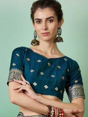 Womens Fashion Ethnic Teal Color Sarees-MLSHWSA1409TEL0ONE
