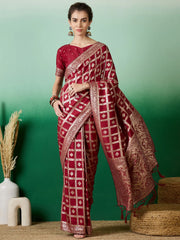 Womens Fashion Ethnic Maroon Color Sarees-MLSHWSA1410MRN0ONE