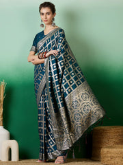 Womens Fashion Ethnic Teal Color Sarees-MLSHWSA1413TEL0ONE