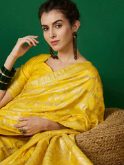 Womens Fashion Ethnic Yellow Color Sarees-MLSHWSA1414YLW0ONE