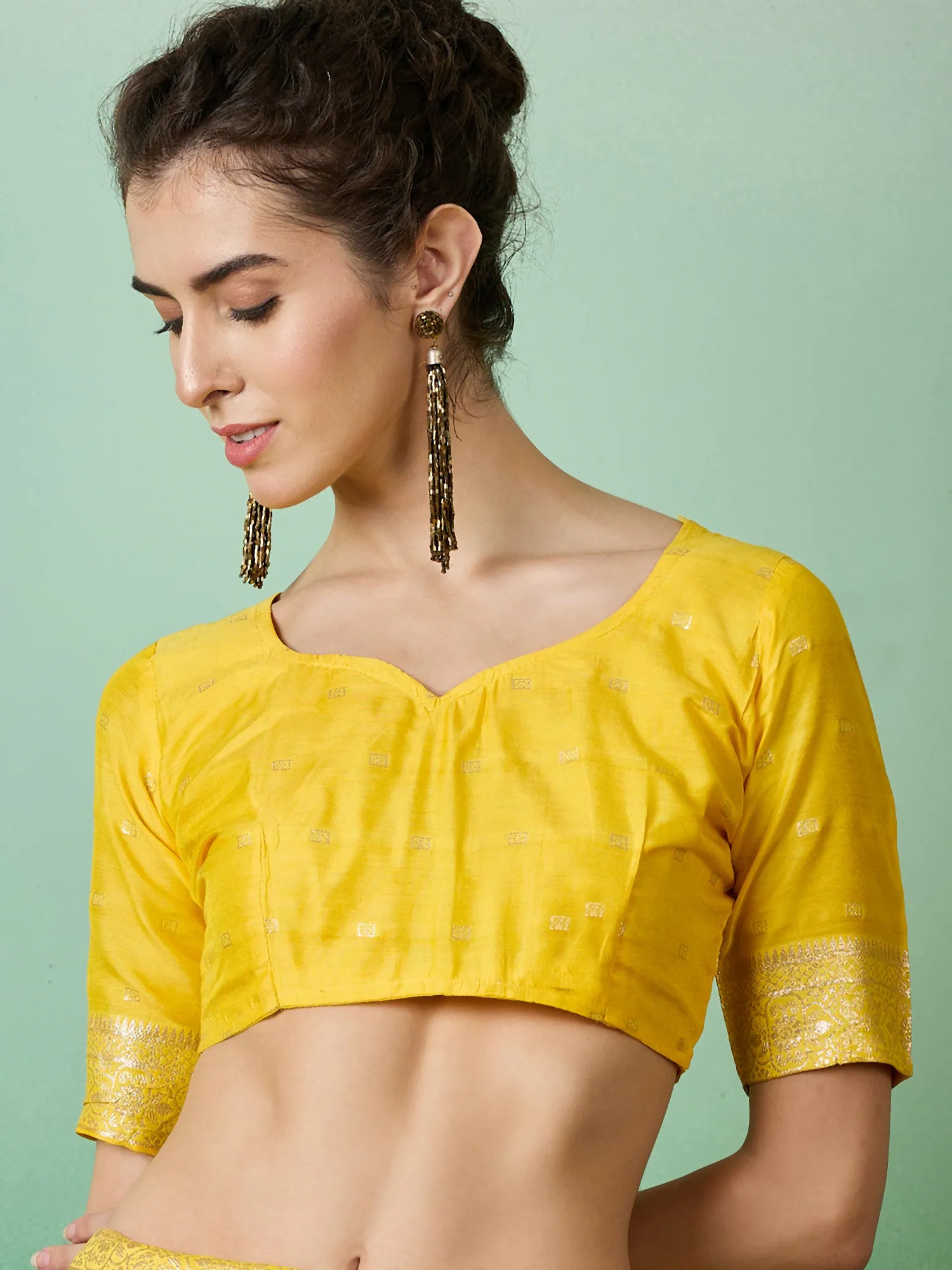 Yellow Polyester Saree: Affordable Indian Wedding Sarees