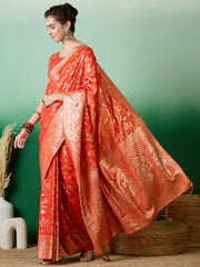 Womens Fashion Ethnic Orange Color Sarees-MLSHWSA1416ORG0ONE
