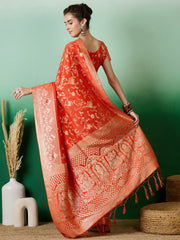 Womens Fashion Ethnic Orange Color Sarees-MLSHWSA1416ORG0ONE
