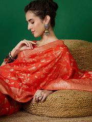 Womens Fashion Ethnic Orange Color Sarees-MLSHWSA1416ORG0ONE