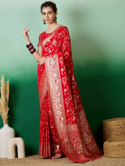 Womens Fashion Ethnic Red Color Sarees-MLSHWSA1417RED0ONE