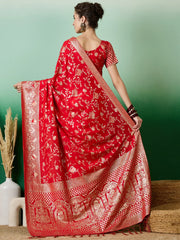 Womens Fashion Ethnic Red Color Sarees-MLSHWSA1417RED0ONE