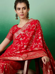 Womens Fashion Ethnic Red Color Sarees-MLSHWSA1417RED0ONE