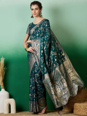Womens Fashion Ethnic Teal Color Sarees-MLSHWSA1418TEL0ONE